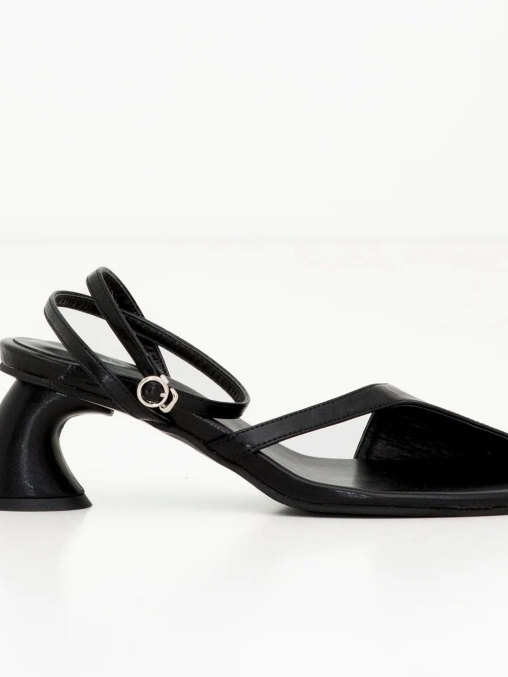 Sculpted Black Slingback Heel Sandals